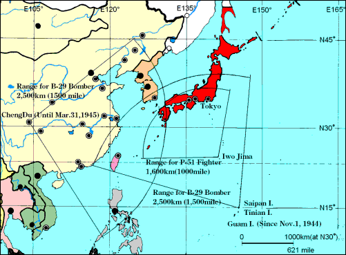 Air Bases for B-29 Bomber, ChengDu, Tinian, and Saipan