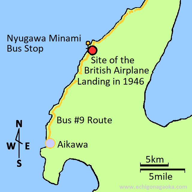 map of Site of the British Airplane Landing in 1946