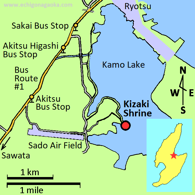 map of Kisaki Peninsula in Kamo Lake