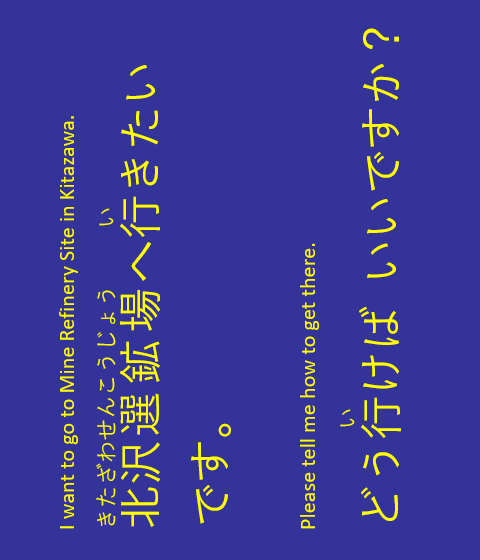 I want to go to Mine Refinery Site in Kitazawa